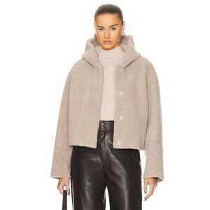 Nour Hammour Cooper Cropped Shearling Jacket In Vanilla
